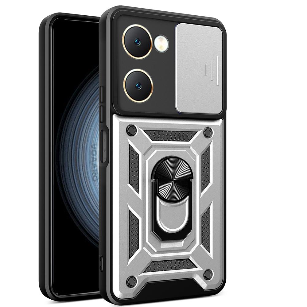Slide Lens Armor Funda for Vivo Y03 Y18E 4G Y28S 5G Global Case Magnetic Rotate Ring Stand Cover for Vivo Y18 Russia India Case