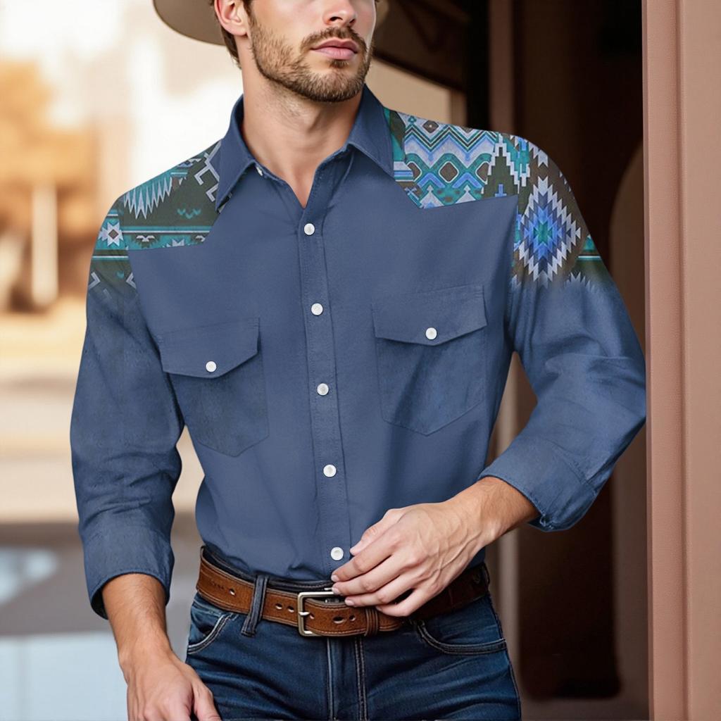 Men'S Fashionable Lapel And Shoulder Length Long Sleeved Casual Top