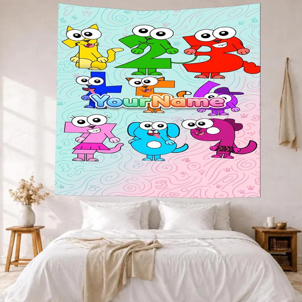 Numberblocks Custom Your Name Wall Decor Tapestry Art For Pet Memorial Birthdaywedding Party Backdrop Family Gift