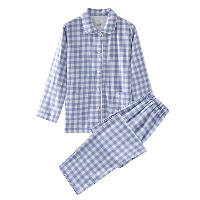 

Muji Фланелева Бавовняна Клітинка Парна Піжама - Японський Домашній Одяг L