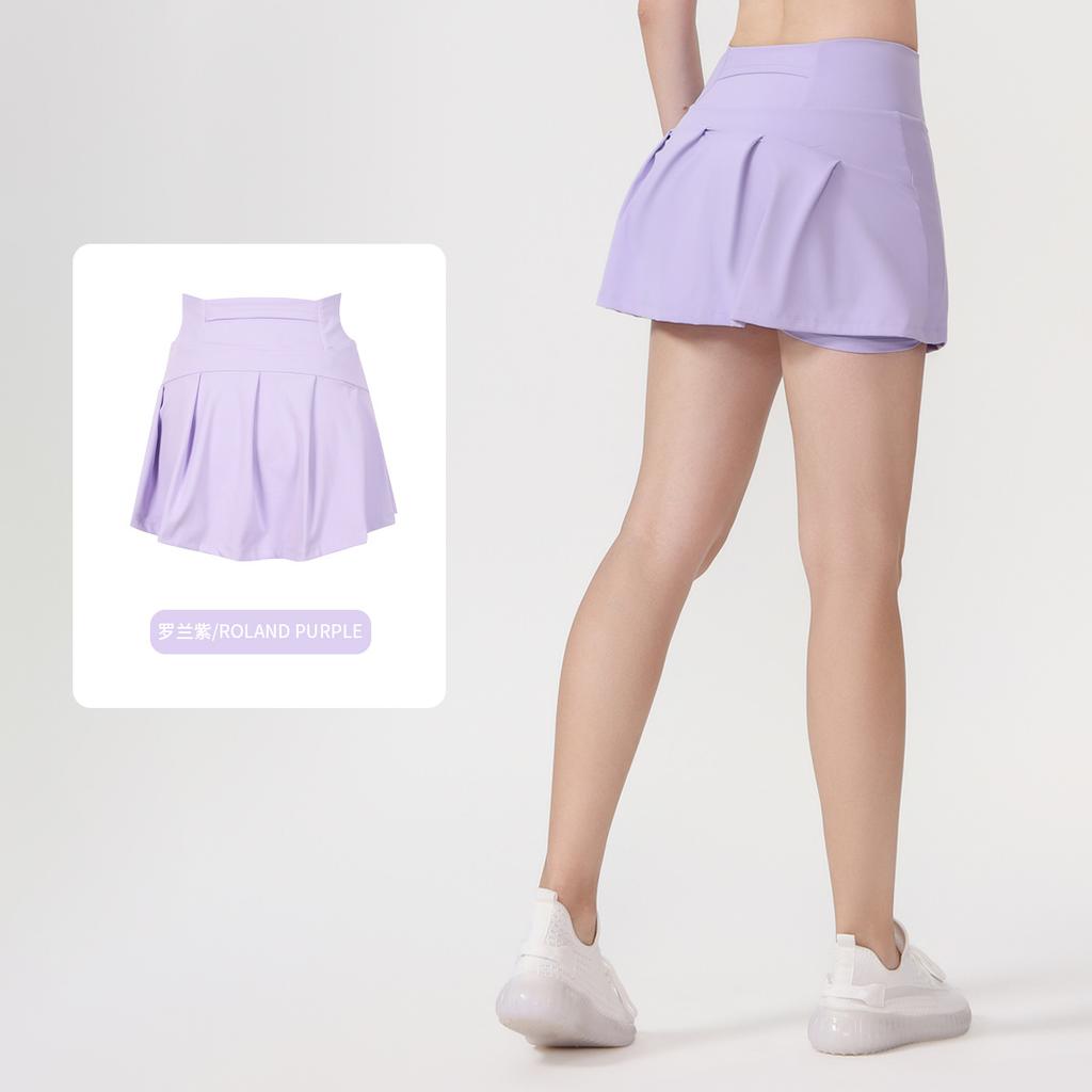 () Sports Tennis Skirt Women'S Anti-Light Fitness Skirt Fake Two-Piece Yoga Quick-Drying Pleated Skirt Shorts