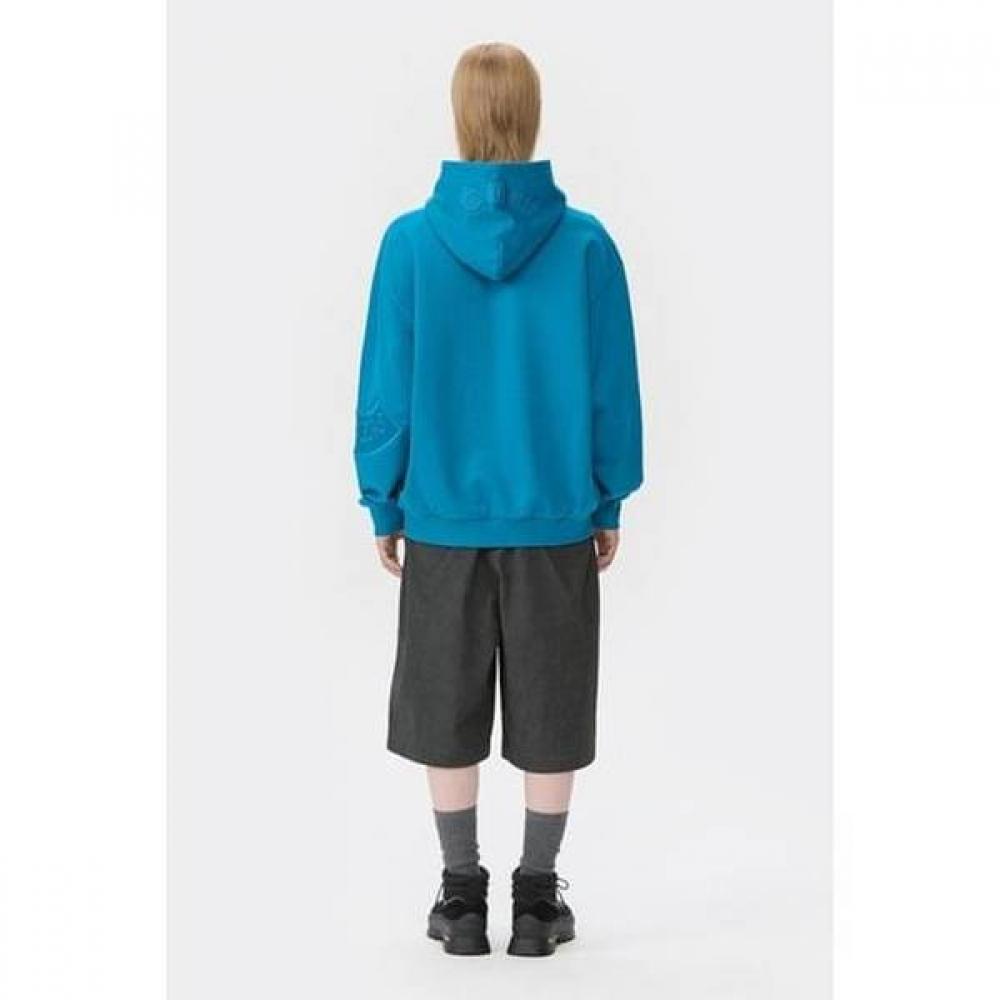 Customellow Blue Oversized Graphic Embroidered Sweat Hoodie Cwtaw25631bux