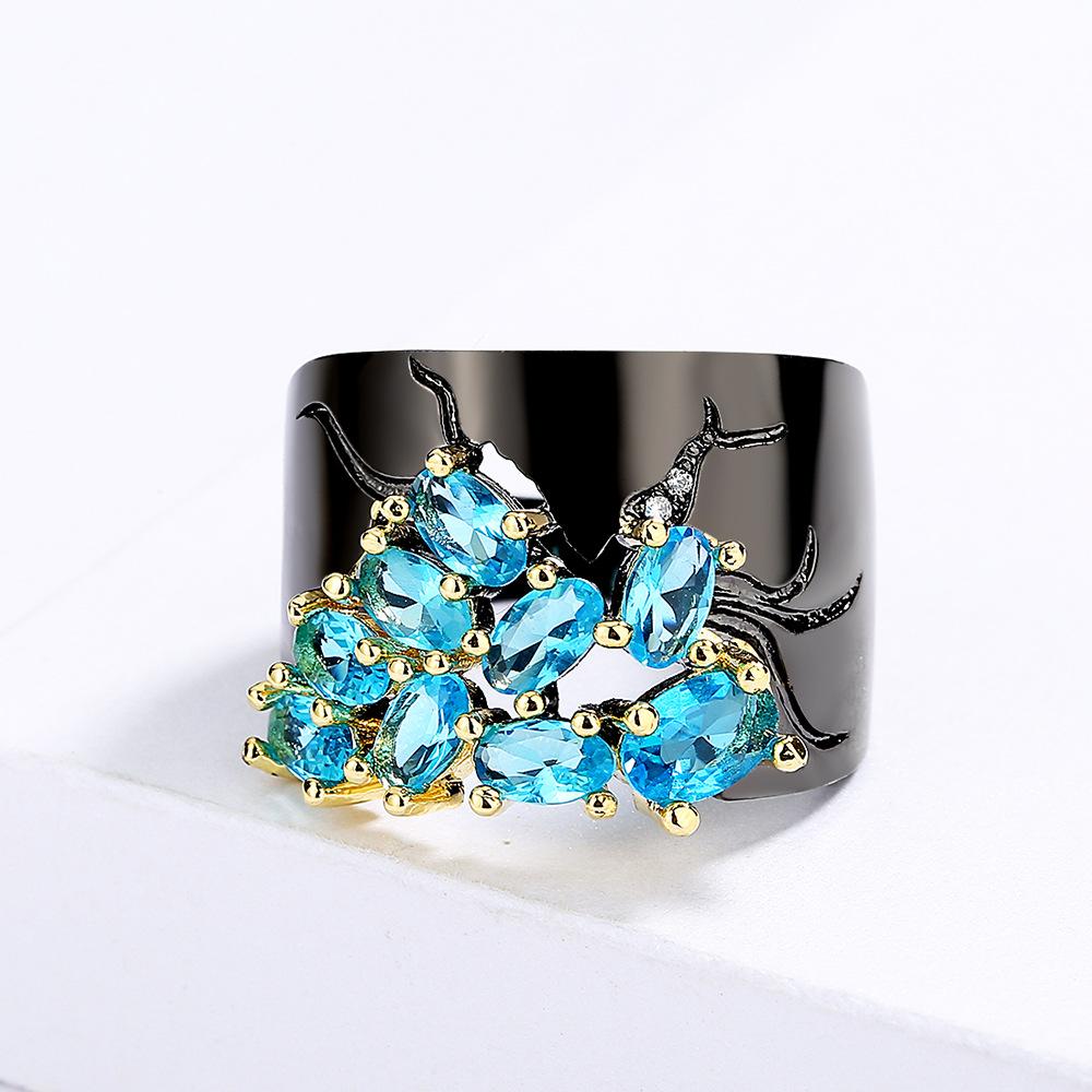 European and N Fashion Colored Crystal Ring Female Zircon Ring Rose Gold Ring