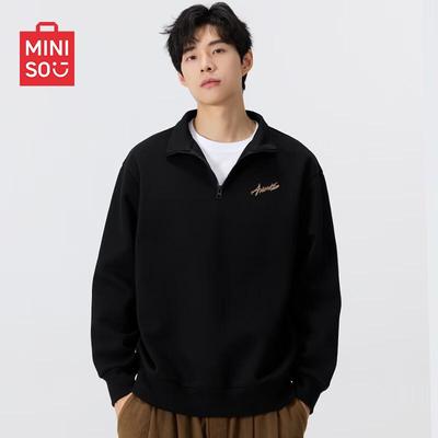 MINISO Men's Loose Fit Half-Zip Stand-Collar Sweatshirt
