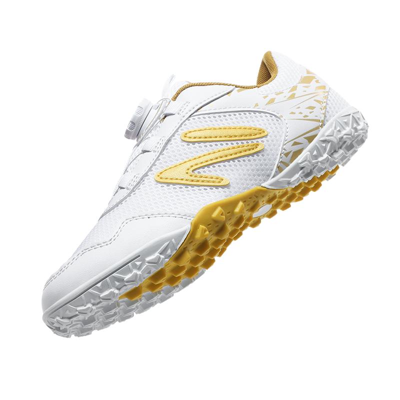 Kid's Football Shoes Are Lightweight Easy To Put On And Take Off with Rotating Buttons Rubber Soft Sole Breathable Mesh. They Are Also Training Shoes