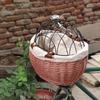 Bicycle Basket Rattan Wicker Bike Front Basket for Small Dogs Cats Pet Carrier Bag Waterproof for Camping Cycling Accessories