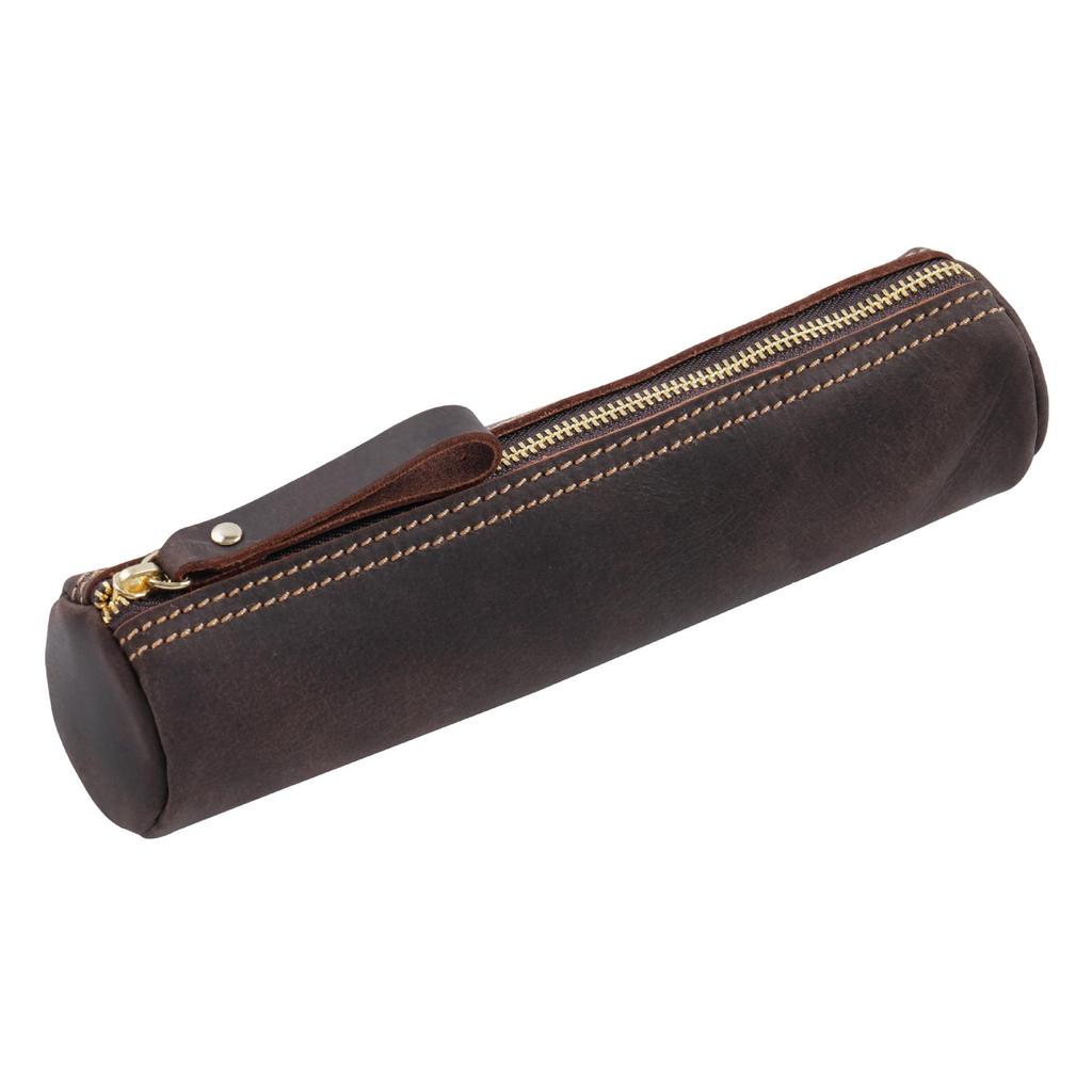 Vintage Leather Fountain Pen & Stationery Case - Handmade Crazy Horse Cowhide Coin Purse & Storage Bag
