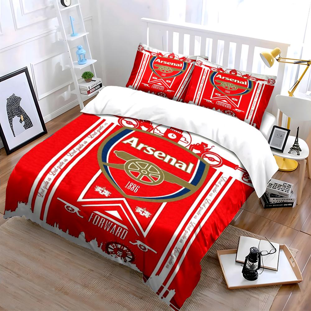 Set Biancheria da Letto a Tema Calcio Arsenal Set Biancheria da Letto (1 copripiumino, 2 federe, piumino non incluso)