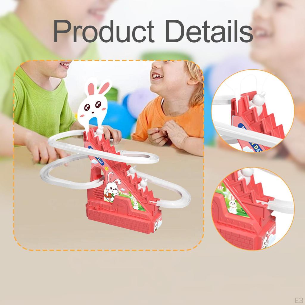 Climbing Stairs Slide Toy Interactive Cute Bunny Educational with Music Light Race Track