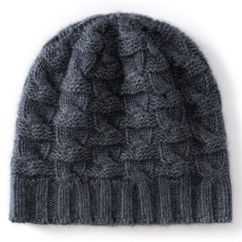 Warm Wool Blend Cable Knit Beanie Hat Men Women Winter Casual Unisex Foldable Headwear