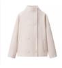 Women'S Clothing Double-Breasted Solid Color Woolen Material Lapel Loose Woolen Short