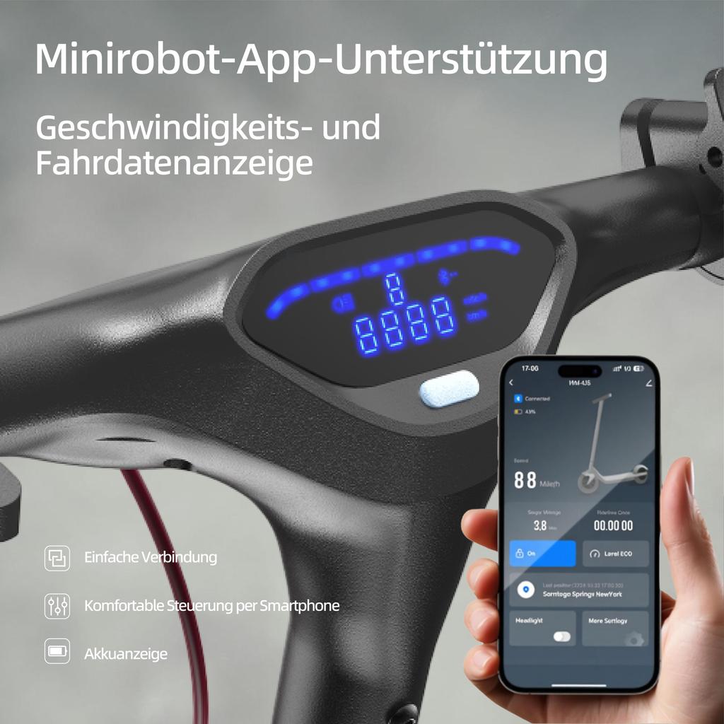 IScooter E9TMax ABE 20KM/H Monopattino Elettrico Intelligente Ruote da 10'' Motore da 500W Batteria da 36V10Ah E-Scooter Per Adulti Autonomia 40KM Con Controllo APP