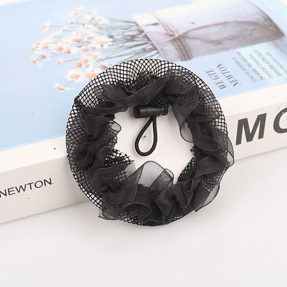 Elegant Drawstring Bun Hair Net Elastic Lace Work Headdress  For Women Girl Hair Accessories