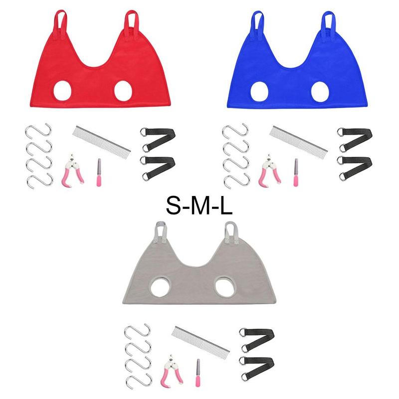 Dog Grooming Hammock Sling for Bathing Nail Trimming Ear Cleaning Pet Restraint Bag with Hooks