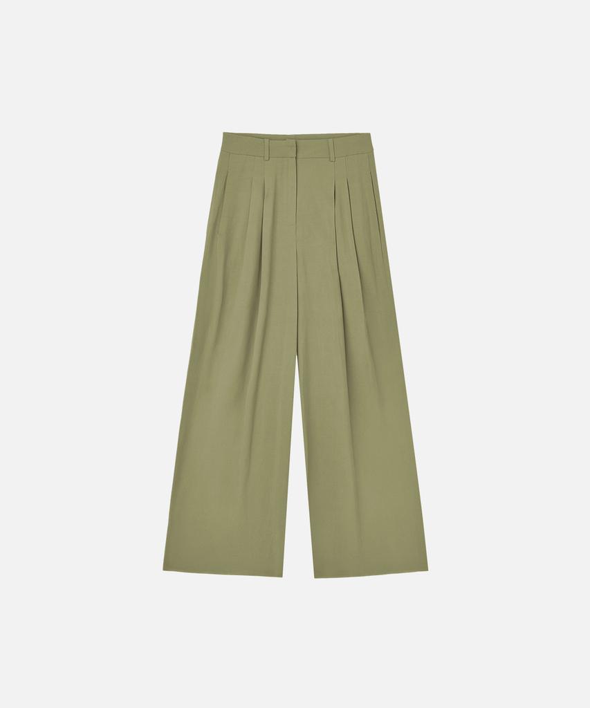 Biolses Linen Tuck Detail Wide Pants_Olive Khaki