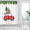 Merry Christmas Shower Curtains New Year Santa Bathroom Decor Bath Curtain Cartoon Snowman Elk Bath Bathroom Curtains