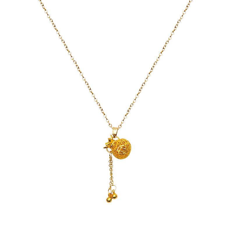 Guofeng Hollow Lucky Bag Necklace Women's Light Luxury Niche Design Collarbone Chain Fashion Sweater Chain
