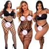 Sexy Crotchless Bodysuits Transparent Bodystocking Plus Size Body Suit Open Crotch Pantyhose Erotic Costumes Fishnet Lingerie