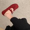Shoes for Woman Shallow Mouthed Ballet Flats Solid Color Slip On Bow Mary Jane Women's Shoes Soft Sole Casual Red Single Loafers