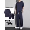 Men's Casual Summer Straight-Leg Pants & Short-Sleeve Top Set