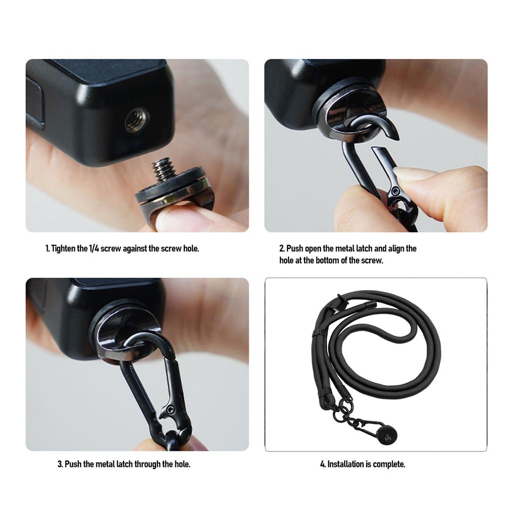 Action Camera Anti Lost Rope Adjustable Quick Release Lanyard with 1/4 Inch Thread for DJI POCKET 3 Action 5 for Insta360 ONE X4