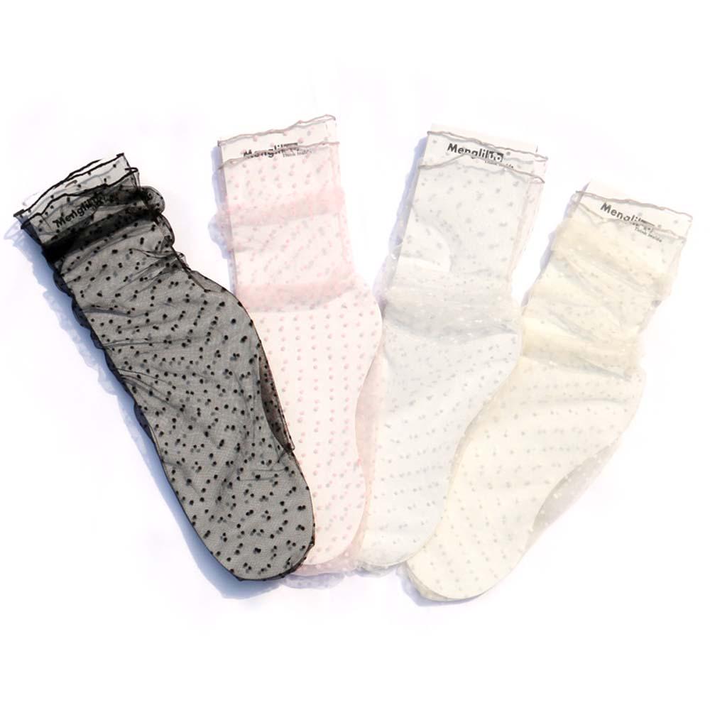 Mode Punktspitze Socken Damen Transparentes Netz Knöchelsocken Damen Ultradünne Prinzessin Tüllsocken Weiblich Meias