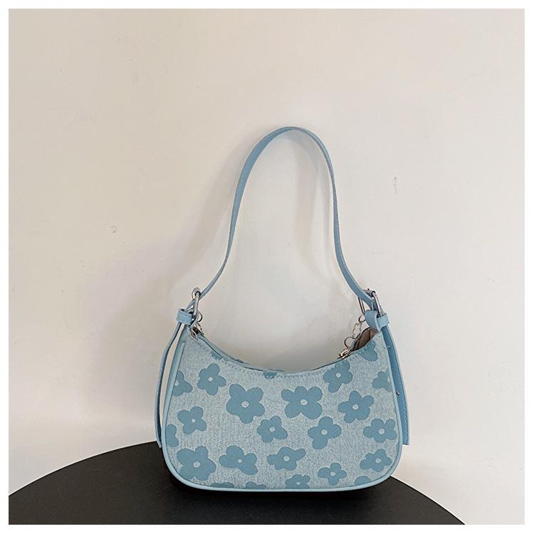 

Жаккардовая маленькая сумка женская 2025 новая повседневная сумка-мессенджер под мышку женская цепочка на одно плечо багет женская маленькая квадратная сумка синий