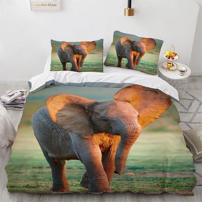 Juego de Funda Nórdica de Elefante Pequeño Estampado 3D Lindo Kawaii Animales Salvajes Tamaño King Queen para Niños Adolescentes Adultos Juego de Cama Amante de los Animales
