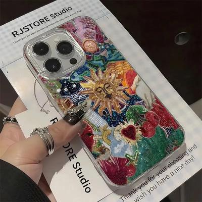 Luxury Abstract Sun Silicone Phone Case For iPhone 16 15 Pro Max Plus 16E 14 13 12 11 Pro Max XR X XS 7 8 Plus Shockproof Cover