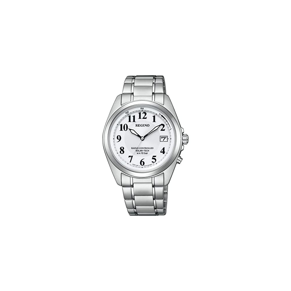 Citizen Reguno KS3-115-11 Solar Radio Controlled Watch Waterproof Simple Design Arabic Numerals Leather Silver White