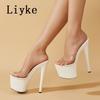 Fashion Liyke Sexy Peep Toe Party Stripper Pole Dance Shoes Extreme High Heels Transparent Slippers Women Platform Sandals Zapatos Mujer