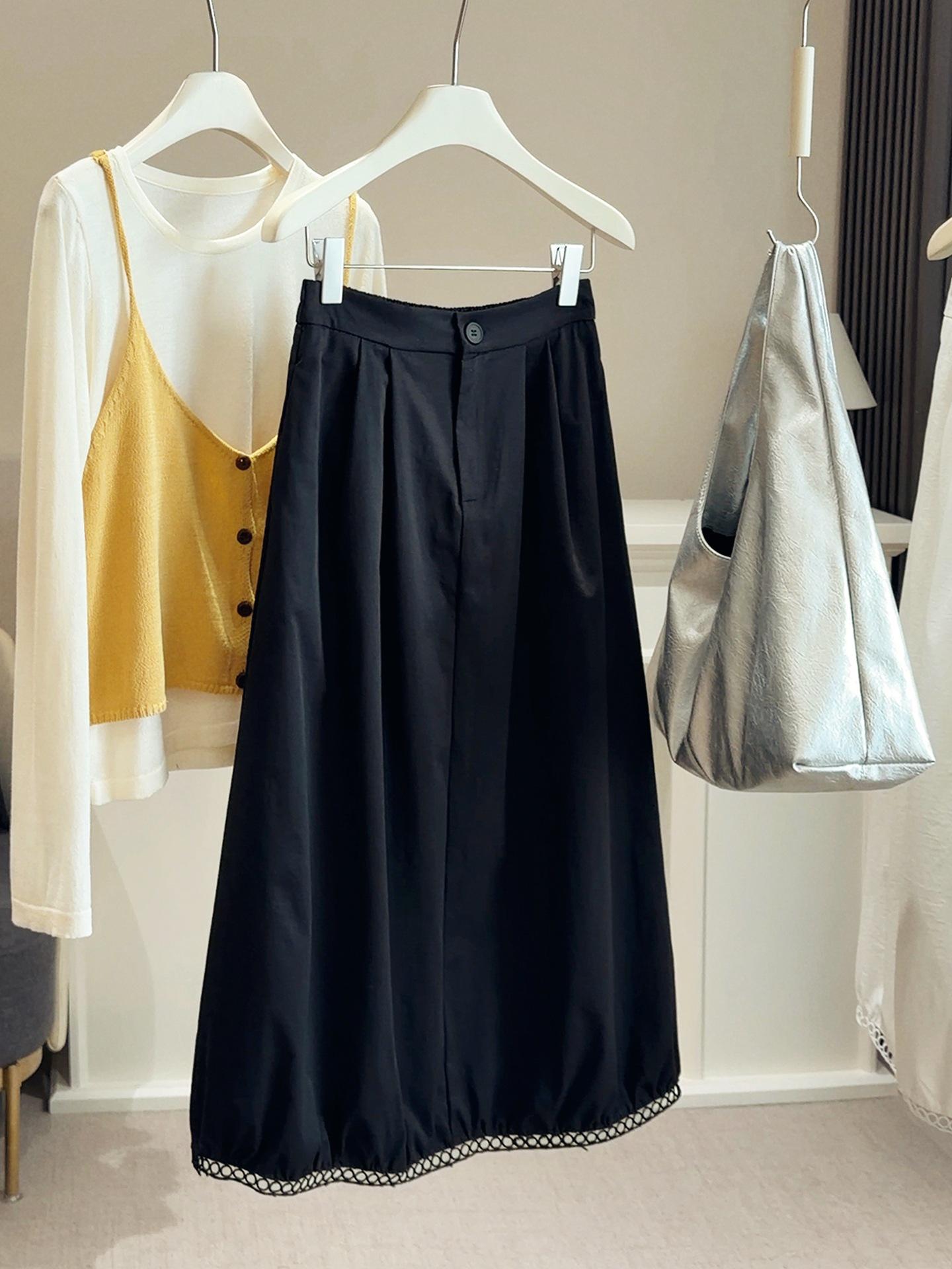 

Design-Sense White Lace Hem High-Waist Lantern Skirt for Women - Slimming, Mid-Length, Spring/Summer One Size чорний