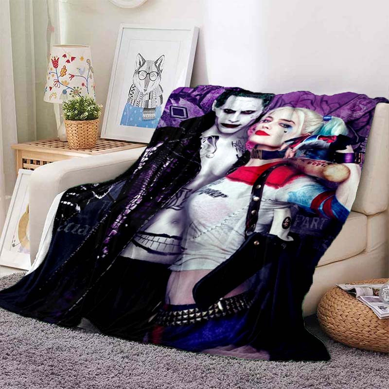 This 3DThe new Suicide Squad printed blanket is a warm and comfortable flannel blanket suitable for bedrooms, sofas, beds, chai