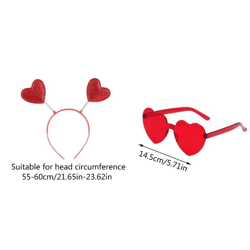 Beautiful Heart Glasses Valentine's Day Headbands Heart Pedlar Headwear for Holiday Christmas Wedding Celebrations