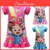 Adorable Cocomelon Girls Nightdress With Short Sleeves And Soft Breathable Material