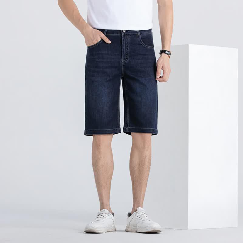 Fengmao Men s Summer Cool Wrinkle-Resistant Straight Denim Shorts 32