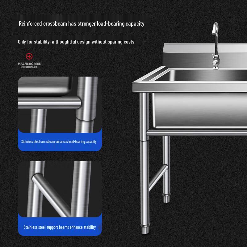 201 Stainless Steel Commercial Kitchen Sink with 4 Cold Faucets