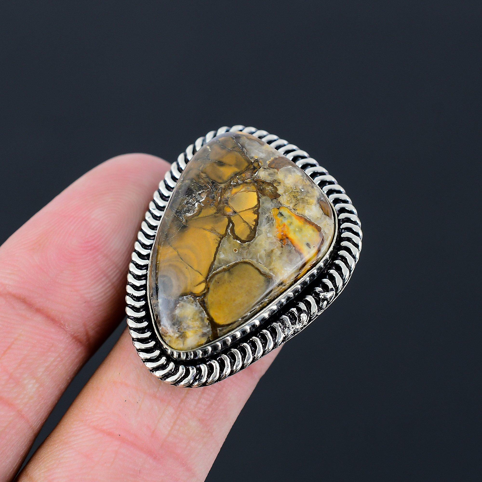 Cobra Jasper Gemstone Statement Promise Elegant Wife Ring 925 Sterling Silver 9