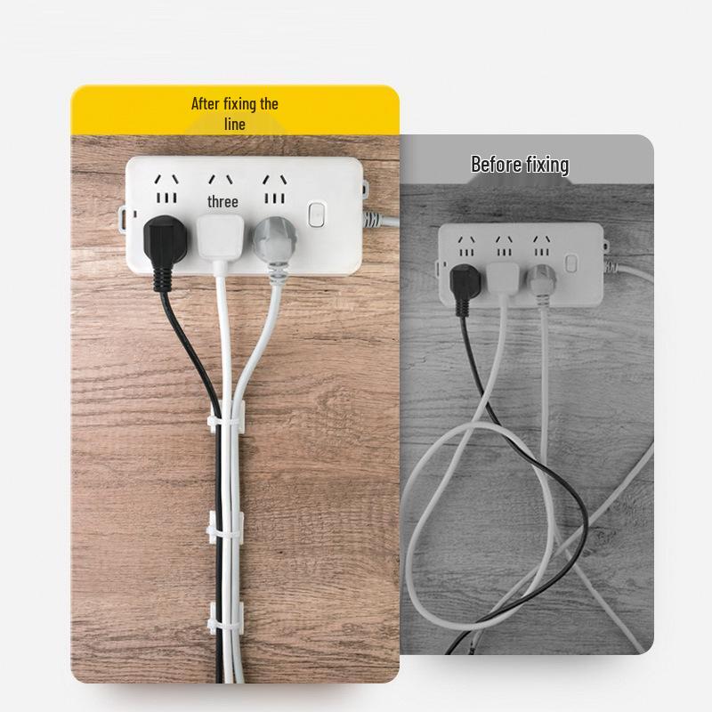 Adhesive Cable Organizer Clip: Wall-Mounted Wire Fixing Base & Zip Tie Holder