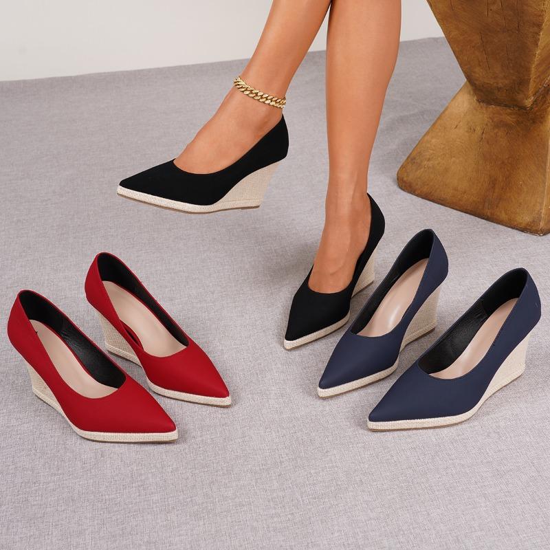 Neue Frühjahrs- und Herbst-flache Einzel-Schuhe vielseitig und bequem dicke Sohle wasserdichtes Obermaterial High Heels Damen spitz Keilabsatz