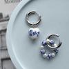 Heart Dangle Earrings Imitation Ceramic Pearls Dangle Earrings Asymmetric Earrings  Women