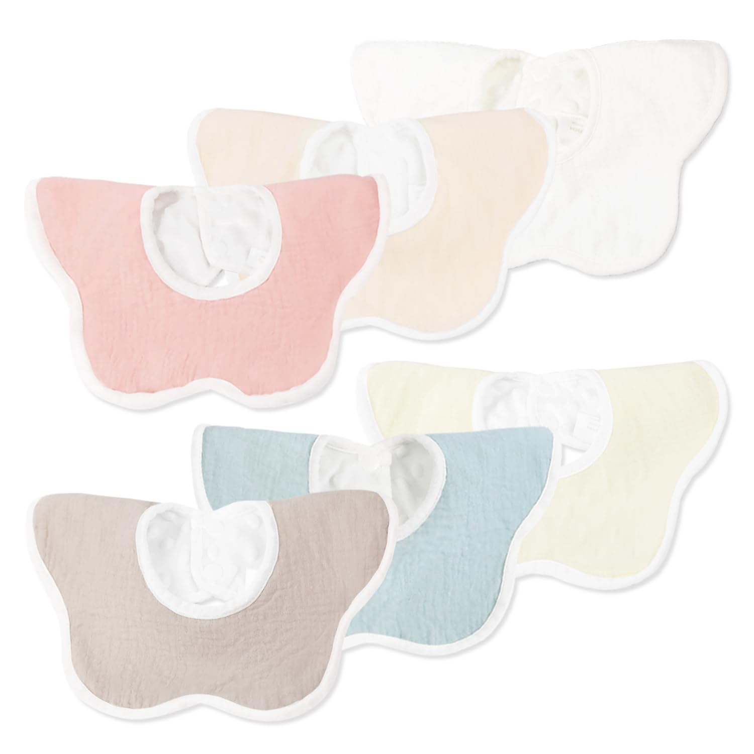 

Comfort U Baby Set of Gauze and Cotton Bibs with Waterproof Snap Suitable for Baby Suitable for Girls and Baby Shower Multicolor Bibs, 6, 4-Layer