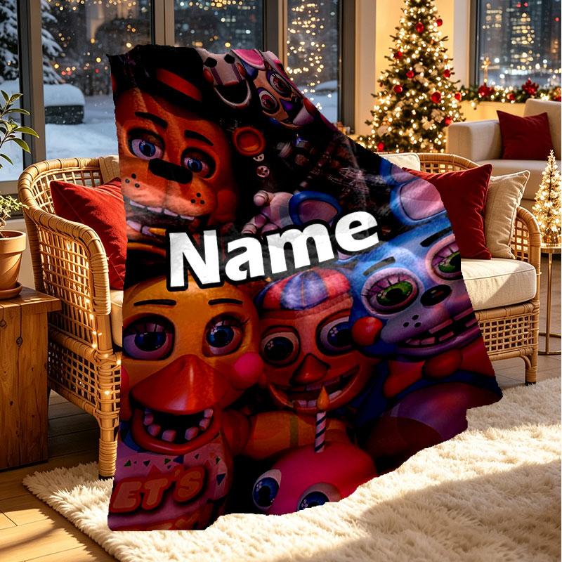 Custom Name Personalized Five Nights at Freddy's Print Blanket, Home Decor, Bedroom, Sofa, Camping, Couch, Gifts for Birthday Christmas