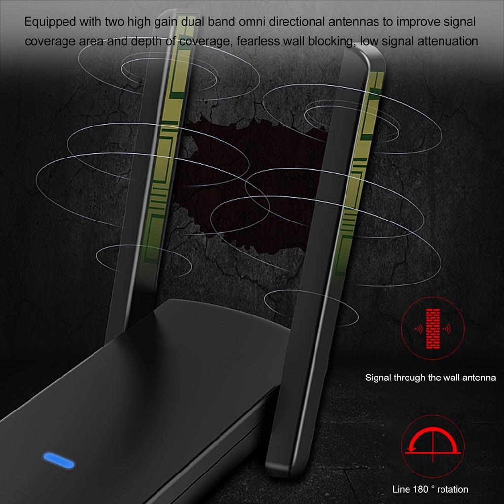 USB 3.0 WiFi Adapter with 2 5dBi Antenna 2.4GHz 5GHz Dual Band 1300M Wireless Network Adapter for Windows11 10 8 8.1 7
