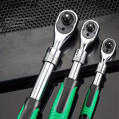 Extendable Ratchet Set 1/4 3/8 1/2 Inch Drive Retractable Socket Wrench, 72 Tooth Quick Release Locking Ratchets