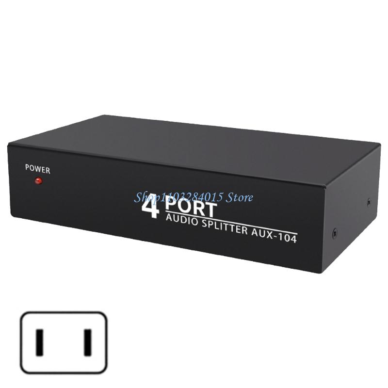 R6FF Studio Grade 4 Way Audios Splitter With AV L/R And 3.5mm Auxs Port For Home Theater Systems Audios Switcher Selectors