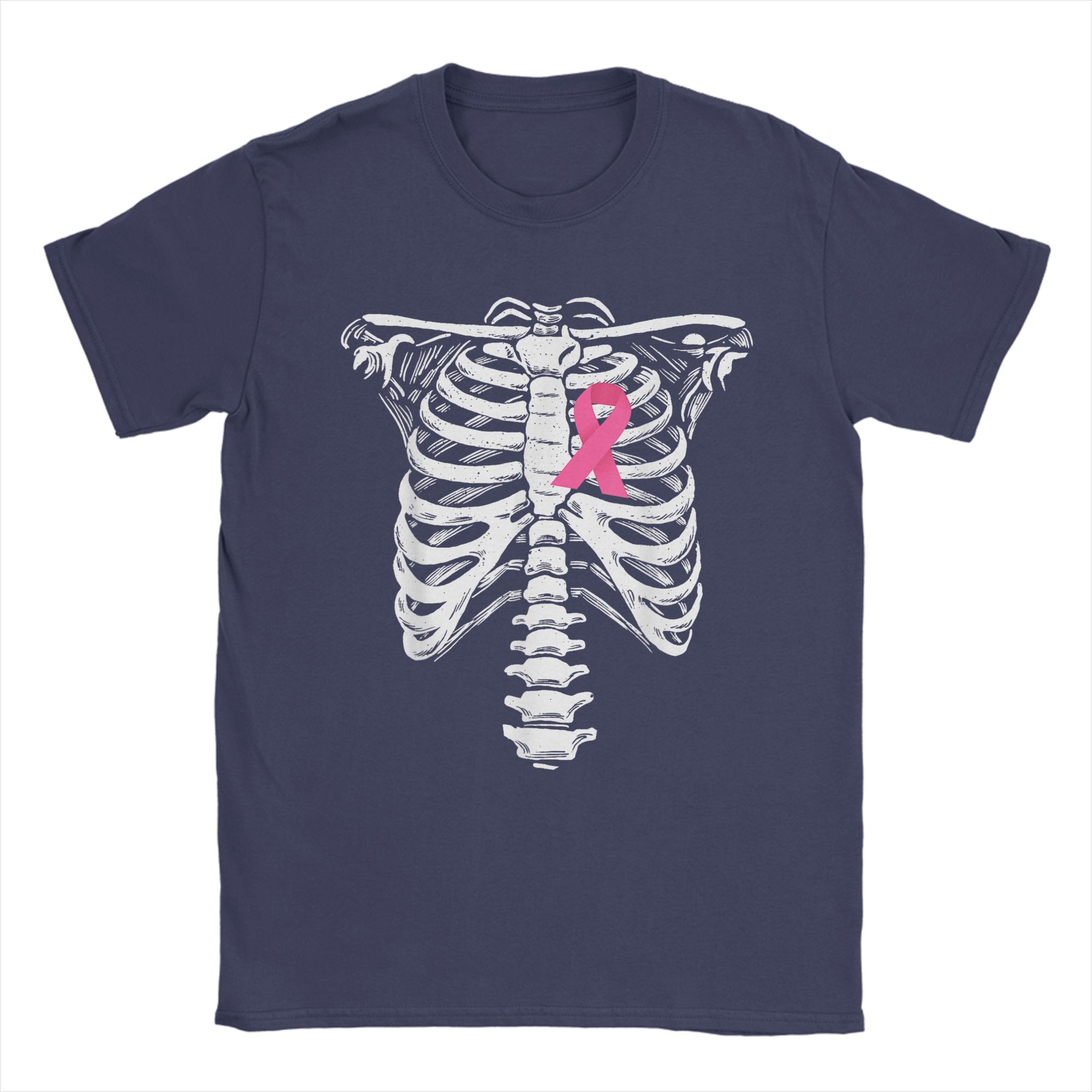 

Casual T Shirt Summer Breast Cancer Awareness Skeleton Wear Pink Ribbon Skeleton T Shirts Cotton Tee Shirt for Man Y2K Top Tees 4XL