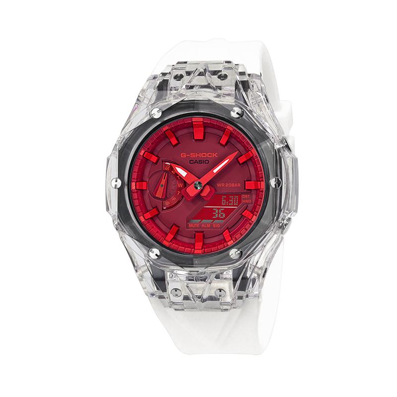 Casio Unisex Liquid Crystal/Analog Dual Display Series Red Watch GA-2100-4A(Watch4--)