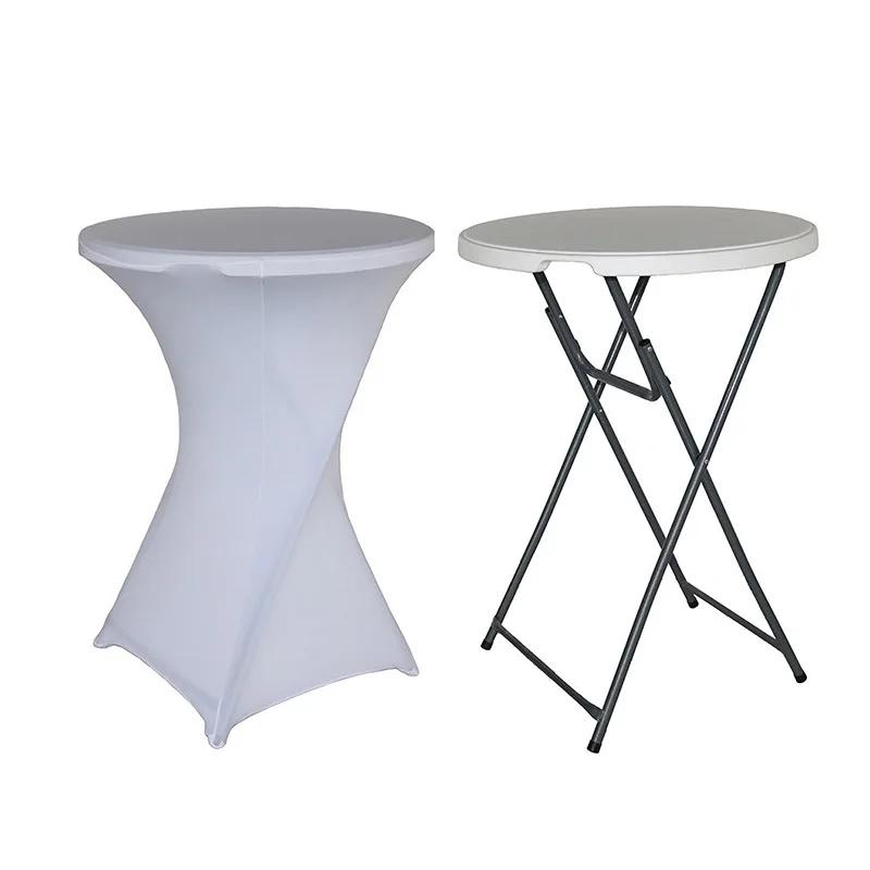 Weißer Stretch Runder Cocktail-Tischbezug 60-80cm Durchmesser Für Hochzeitsfeier Party Hotel Bar Event