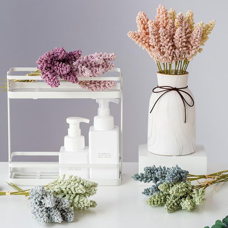 6 Pieces/Bundle Pe Wheat Ear Flower For Wedding Decoration Flower Arrangement Fake Plants Vases For Home Decor Diy Gift Bouquet